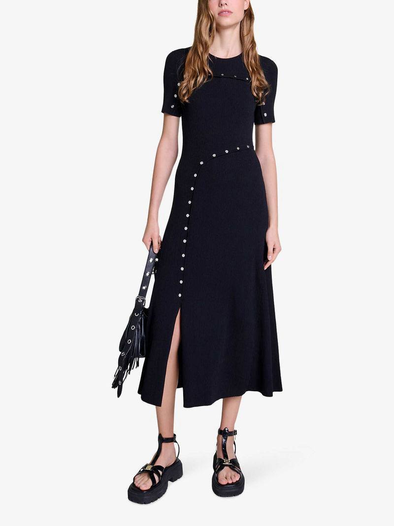 MJ Clover Embellished Short-Sleeve Midi Dress