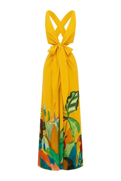 ALM Mokshini Cut-out Silk Maxi Dress