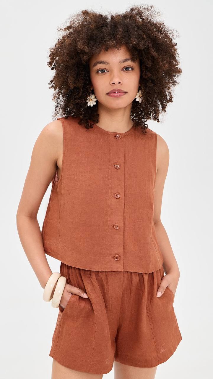 AA: Godet Linen Tank | Mar Shorts in Harissa