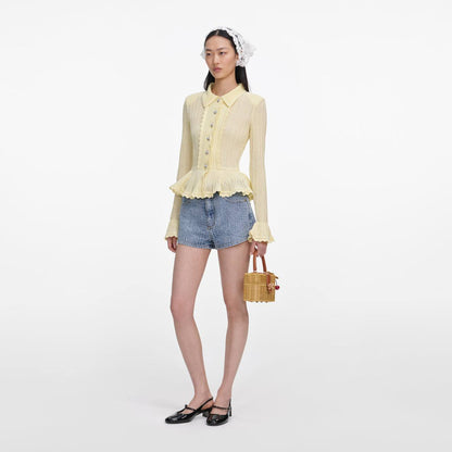SP Croc-Embossed Denim Shorts