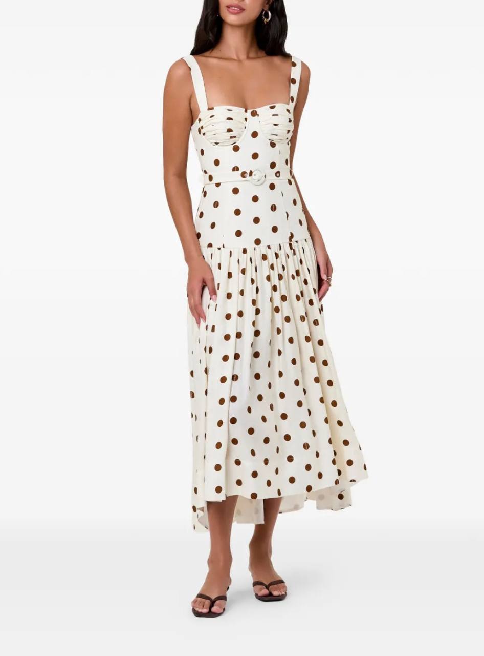 NC Drenica Floral Drop-Waist Linen-Blend Midi Dress