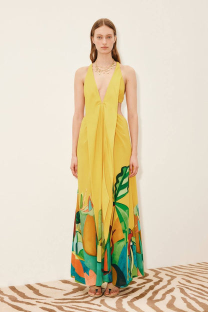 ALM Mokshini Cut-out Silk Maxi Dress