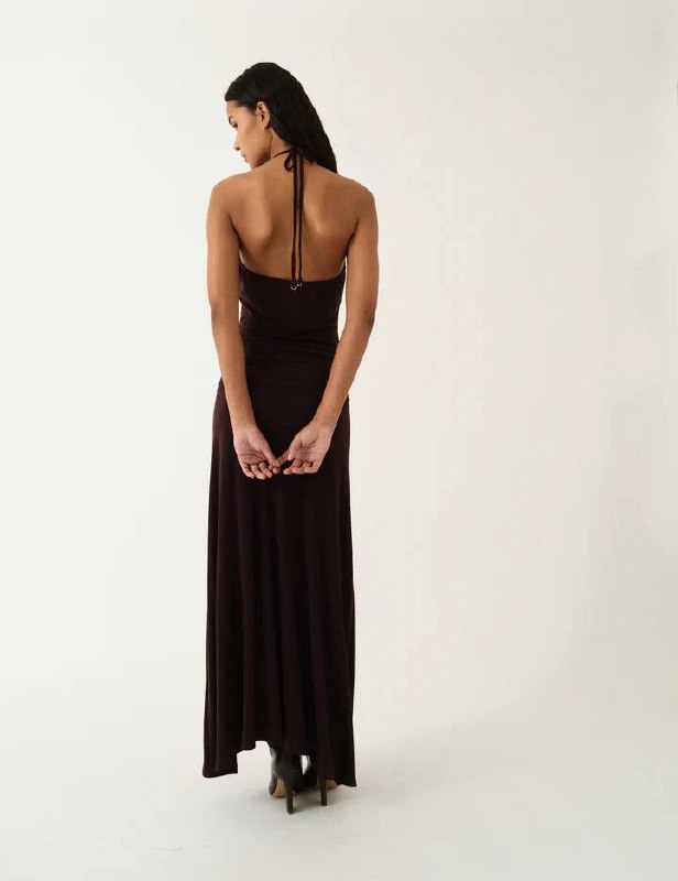 Breanna Bandeau Cut-out Halter Lyocell-wool blend Midi Dress