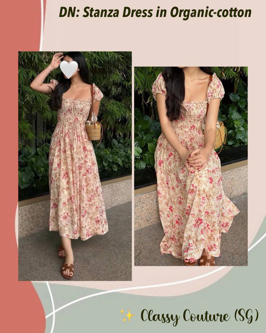 DN Floral Smocked Organic-cotton Midi Dress
