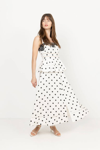 SP Linen-Cotton Polka Dot Midi Dress