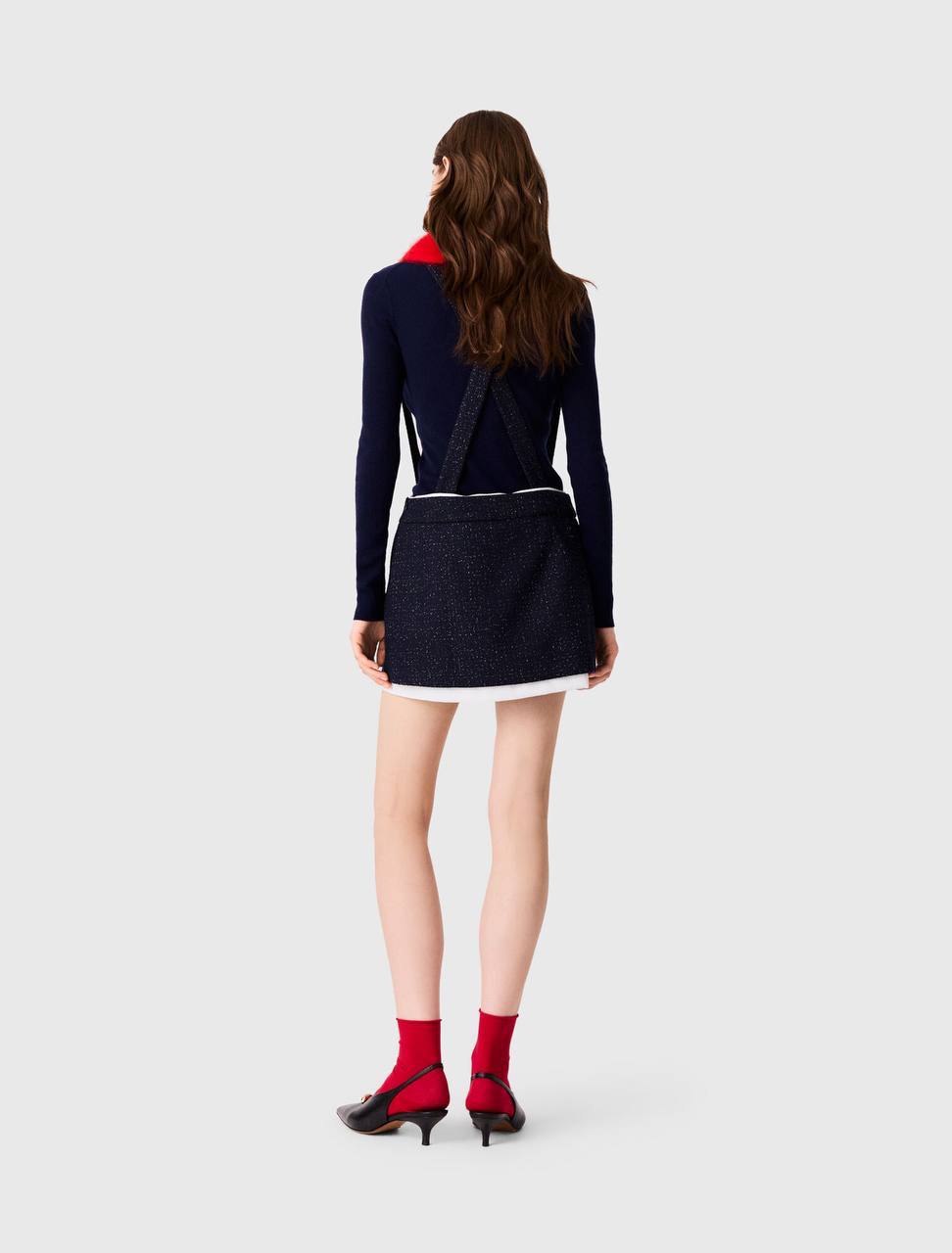 MJ Contrast Tweed Shorts with Suspenders