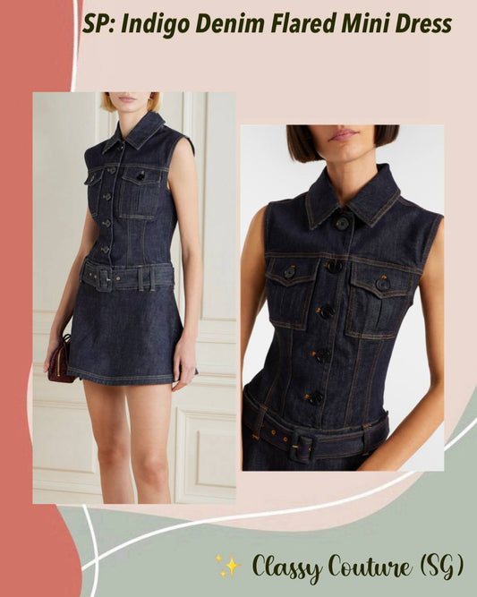 SP Indigo Denim Flared Mini Dress