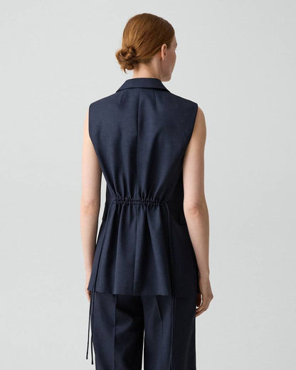 TH Vented Vest | Relaxed Double-Breasted Blazer | Flared Pull-On Skirt in City Twill