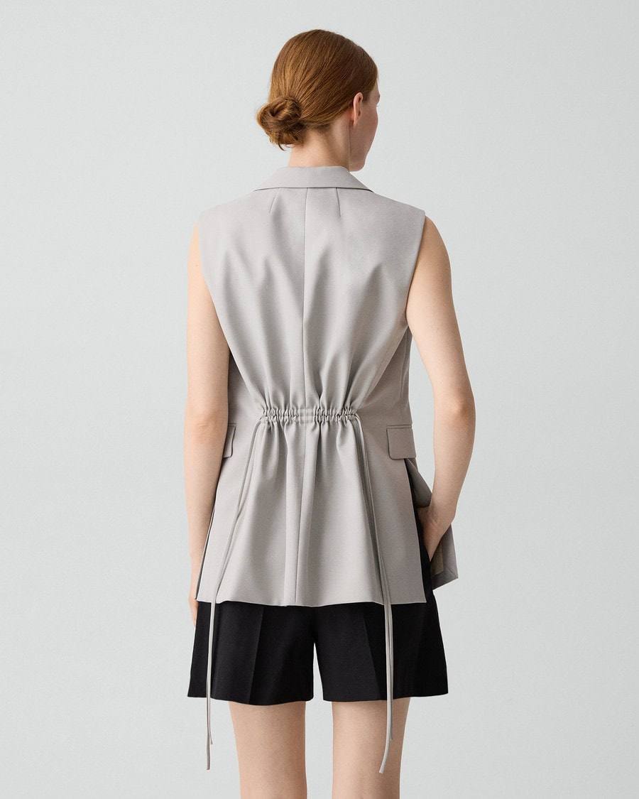 TH Vented Vest | Relaxed Double-Breasted Blazer | Flared Pull-On Skirt in City Twill