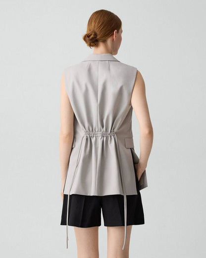 TH Vented Vest | Relaxed Double-Breasted Blazer | Flared Pull-On Skirt in City Twill