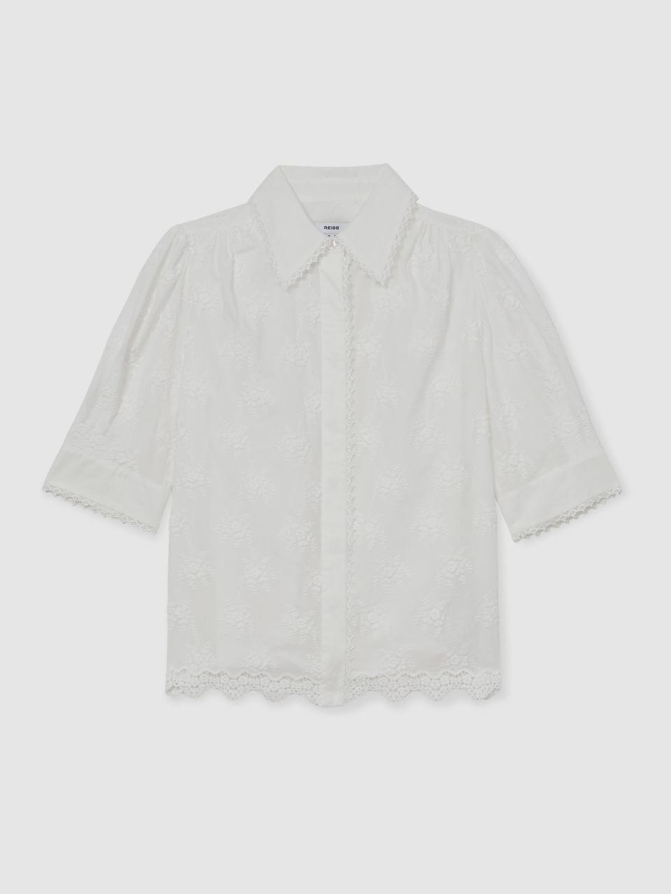 RS Edwina Cotton Floral-Embroidered Shirt