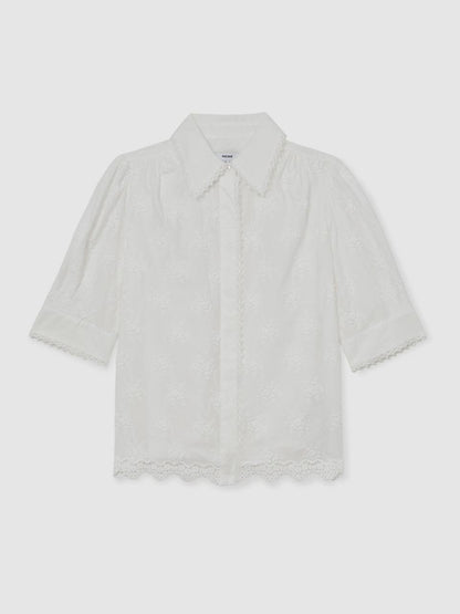 RS Edwina Cotton Floral-Embroidered Shirt