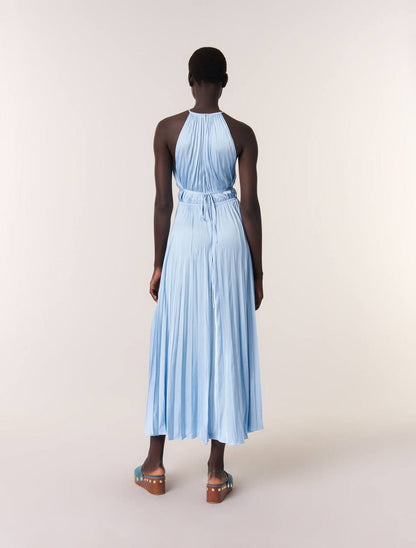 MJ Pleated Halter Neck Midi Dress