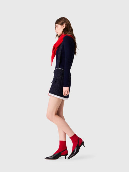 MJ Contrast Tweed Shorts with Suspenders