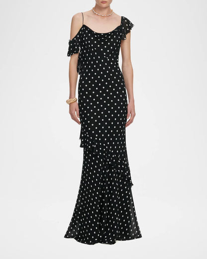 SP Polka Dot Georgette Ruffle Dress
