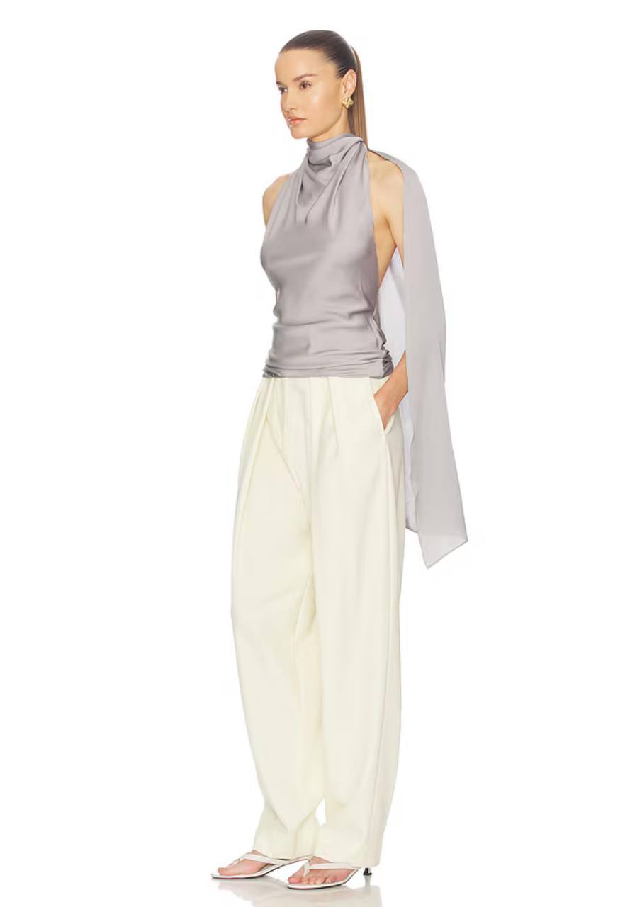 HS Natasha Silk Halter in Stormy Grey