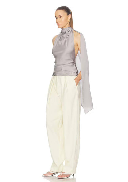 HS Natasha Silk Halter in Stormy Grey