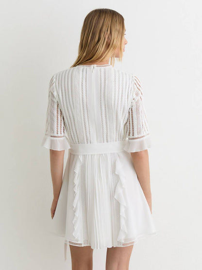 RS Armina Lace-Detail Belted Mini Dress