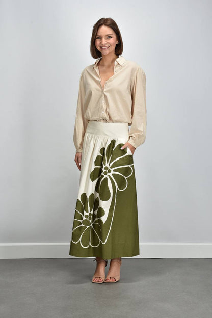 FR Palermo Botanical Cotton Midi Skirt