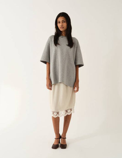 Darling Silk Slip Lace-trim Midi Skirt