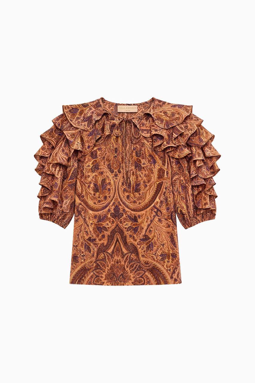 UJ Josephine Short Sleeve Silk Top - Image 9