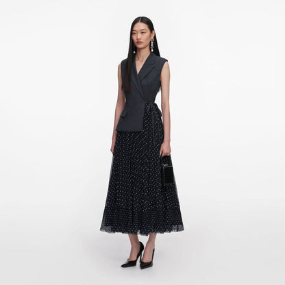 SP Grey Tailored Polka Dot Midi Dress