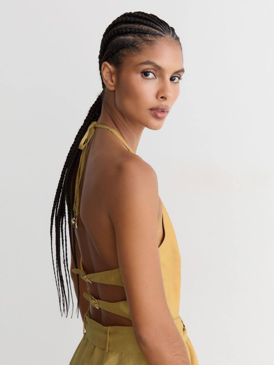 RS Della Linen Open-Back Wide-Leg Jumpsuit