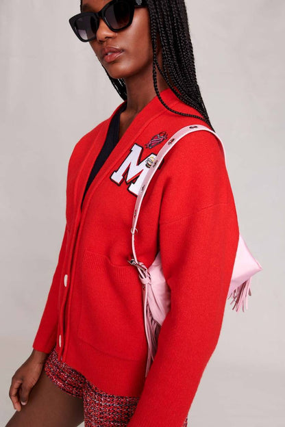Micollege Patched Stretch-Knit Cardigan