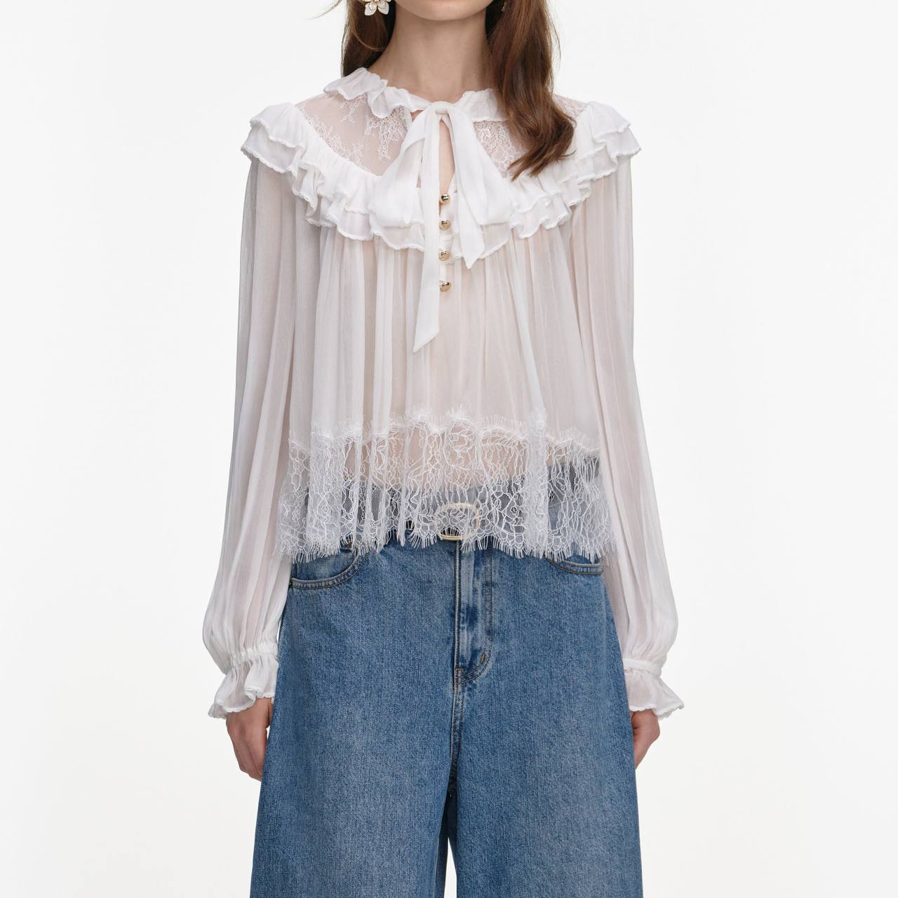 SP White Georgette Lace Blouse