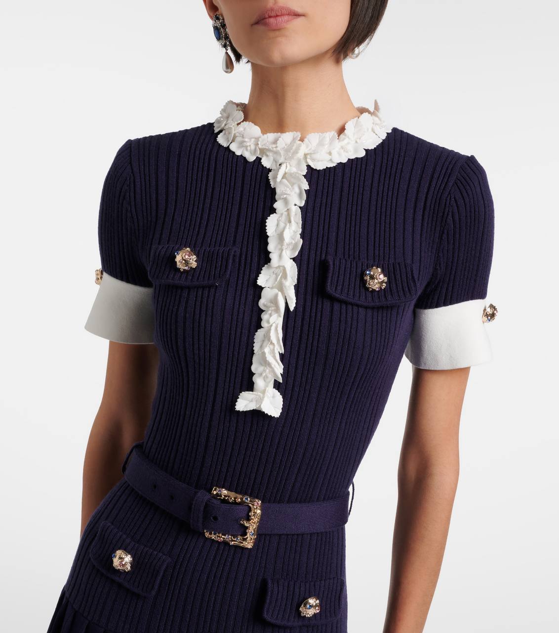 SP Navy Rib Knit Midi Dress