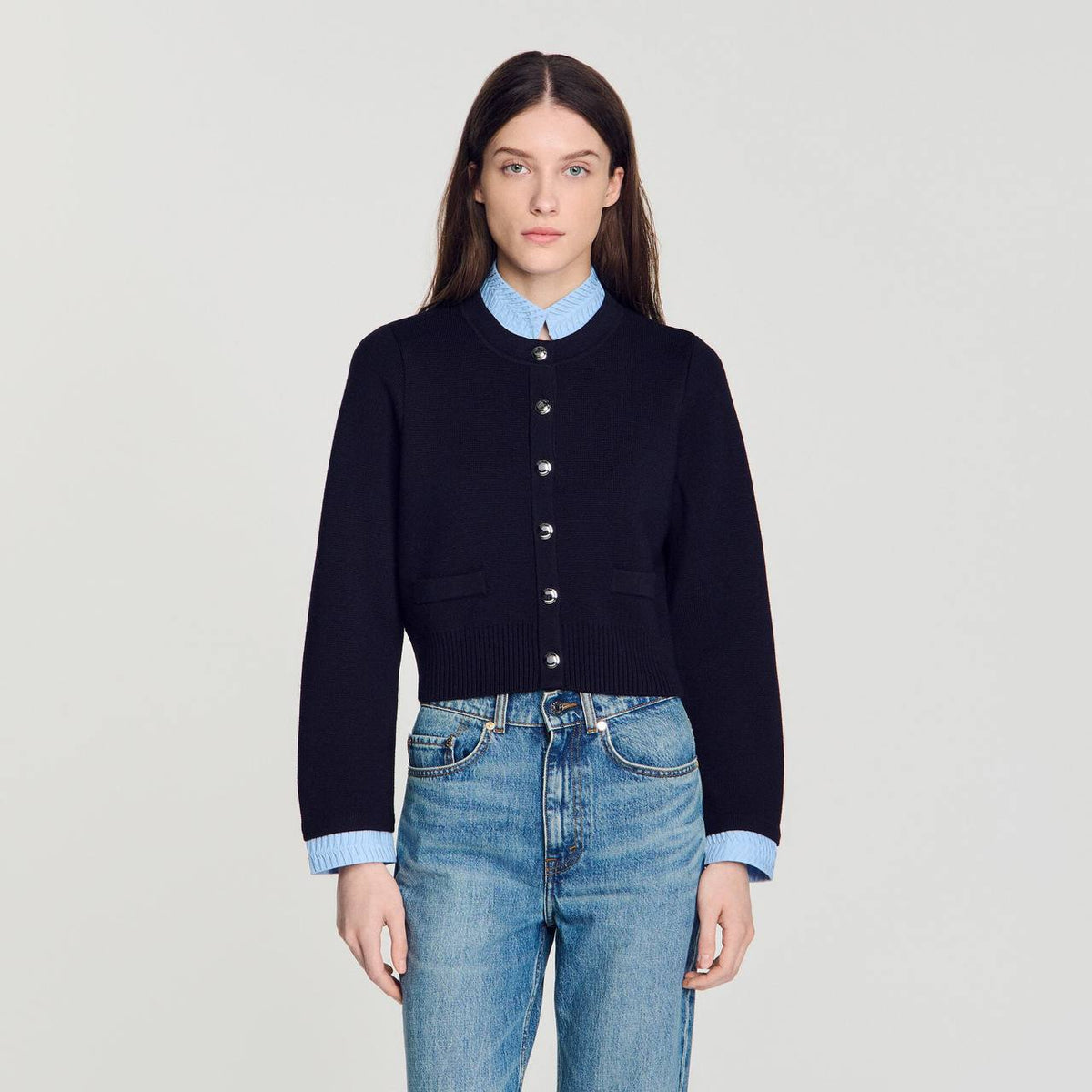 SD Two Tone Origami Collar Cardigan