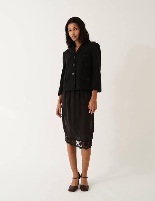Darling Silk Slip Lace-trim Midi Skirt