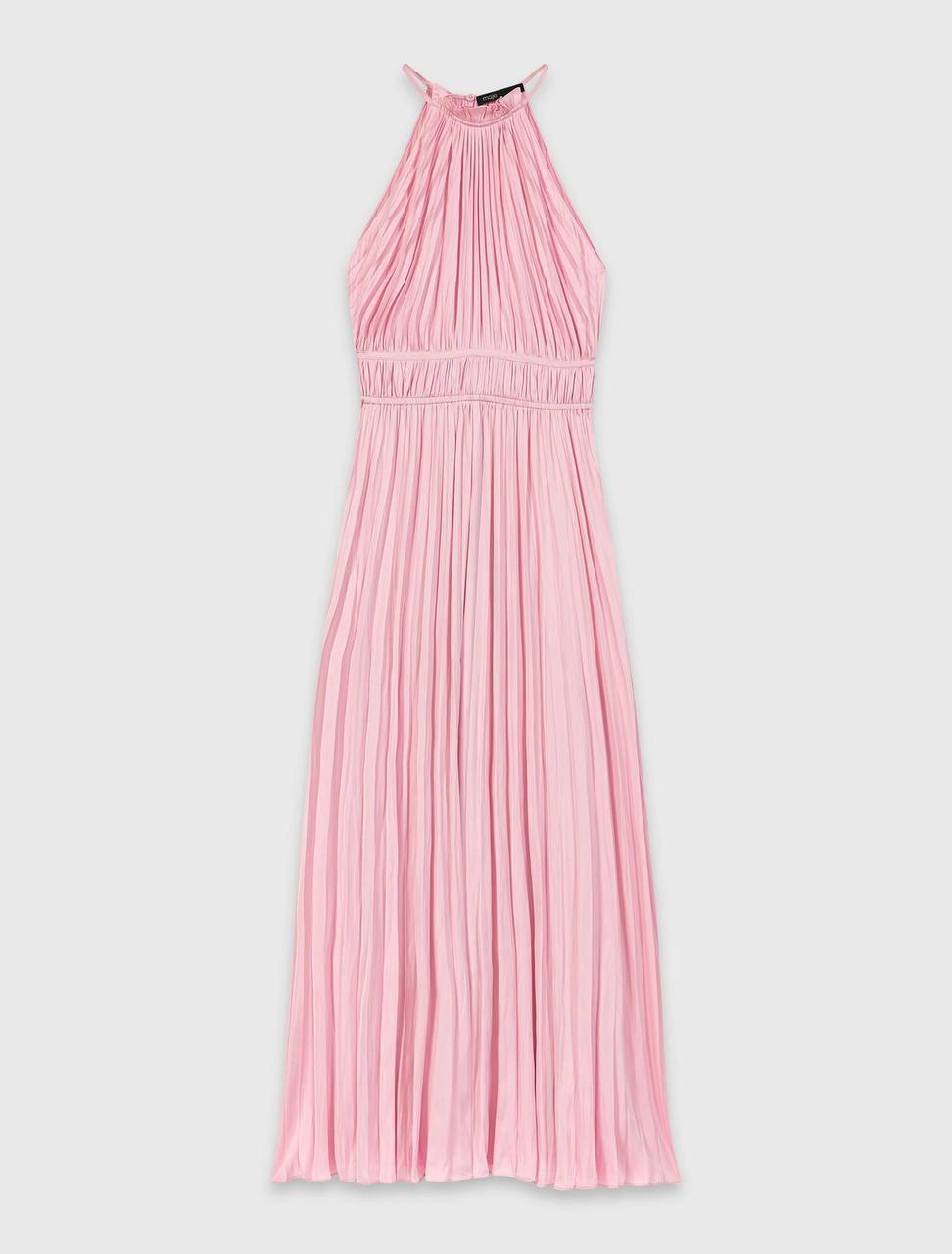 MJ Pleated Halter Neck Midi Dress