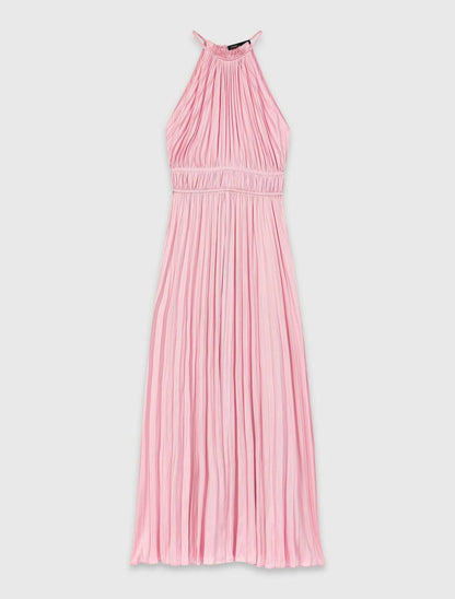 MJ Pleated Halter Neck Midi Dress