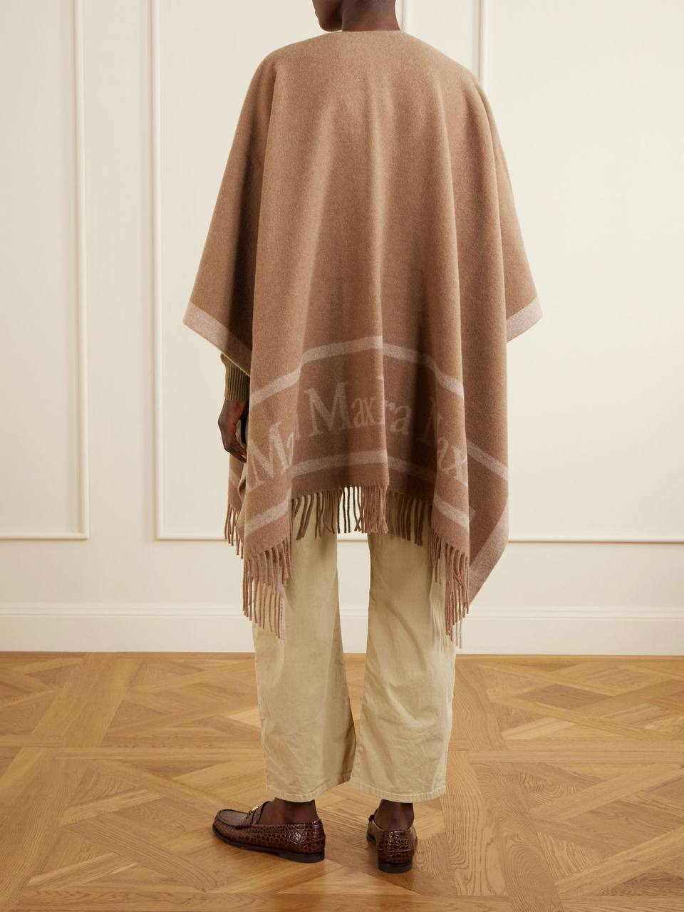3 Colors! MM Hilde Logo Motif Wool Scarf Shawl Cape