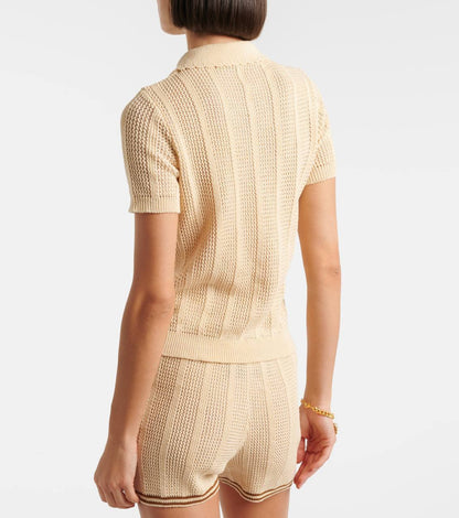 VL Pointelle Knit Cotton Polo Shirt