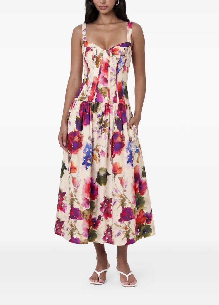 NC Makenna Drop Waist Corset Midi Dress