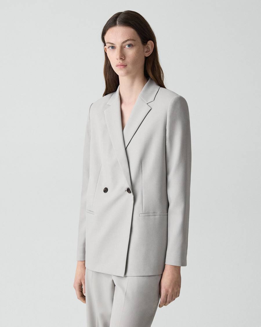 TH Vented Vest | Relaxed Double-Breasted Blazer | Flared Pull-On Skirt in City Twill
