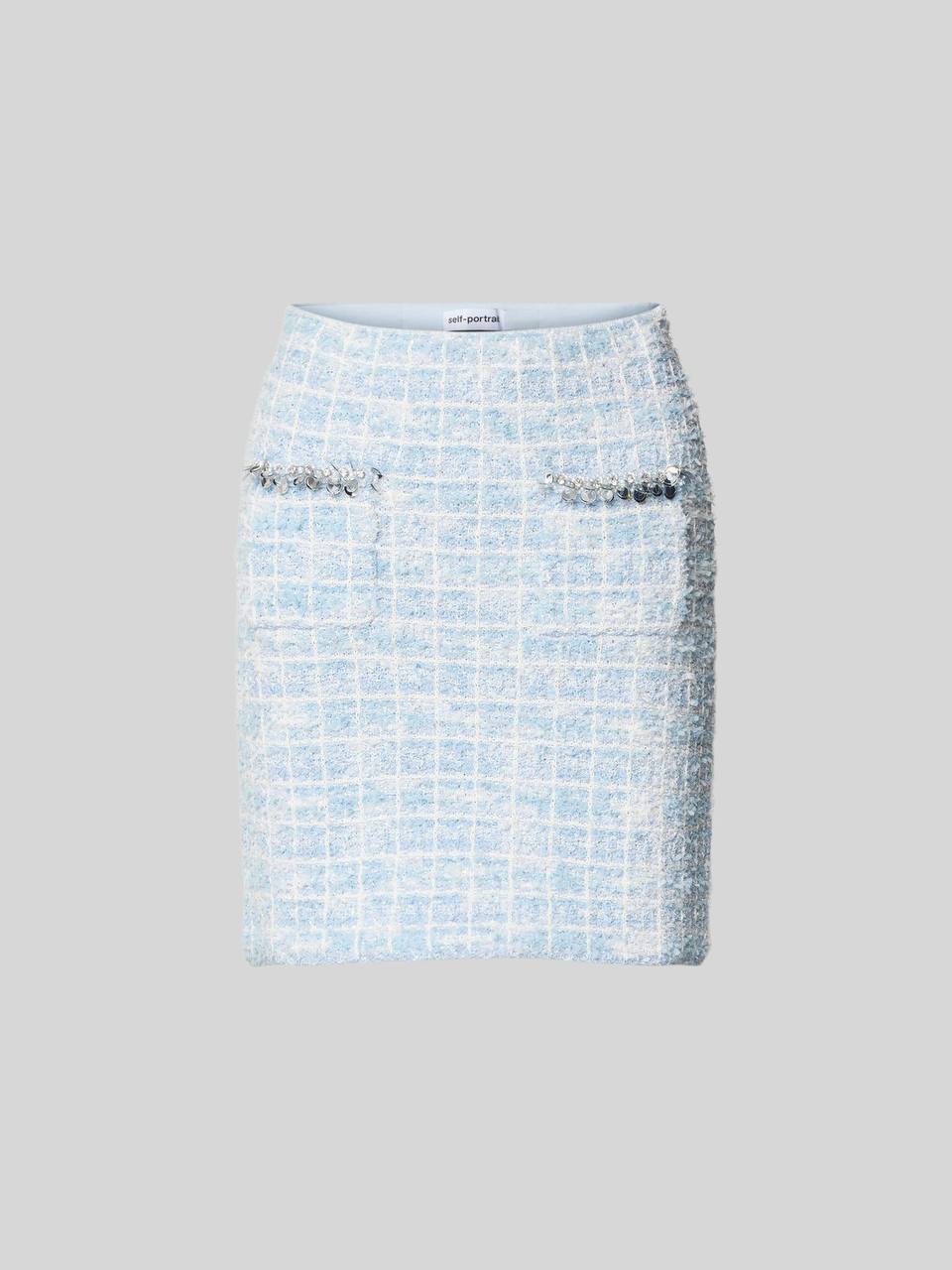SP Blue Checked Boucle Cardigan | Mini Skirt