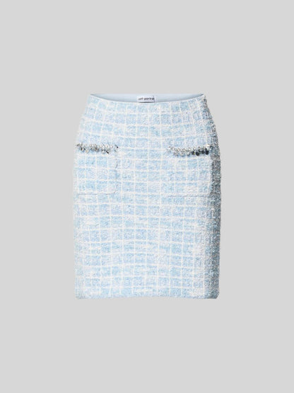 SP Blue Checked Boucle Cardigan | Mini Skirt