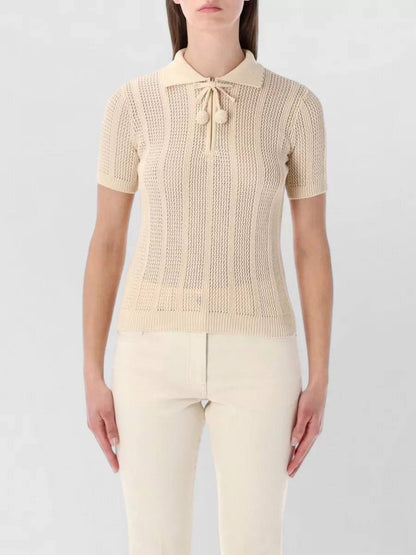 VL Pointelle Knit Cotton Polo Shirt