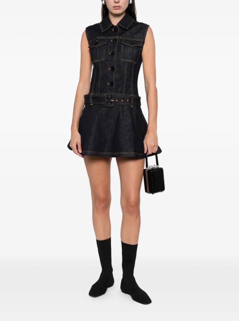 SP Indigo Denim Flared Mini Dress