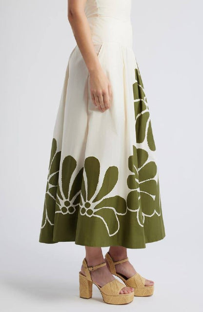 FR Palermo Botanical Cotton Midi Skirt