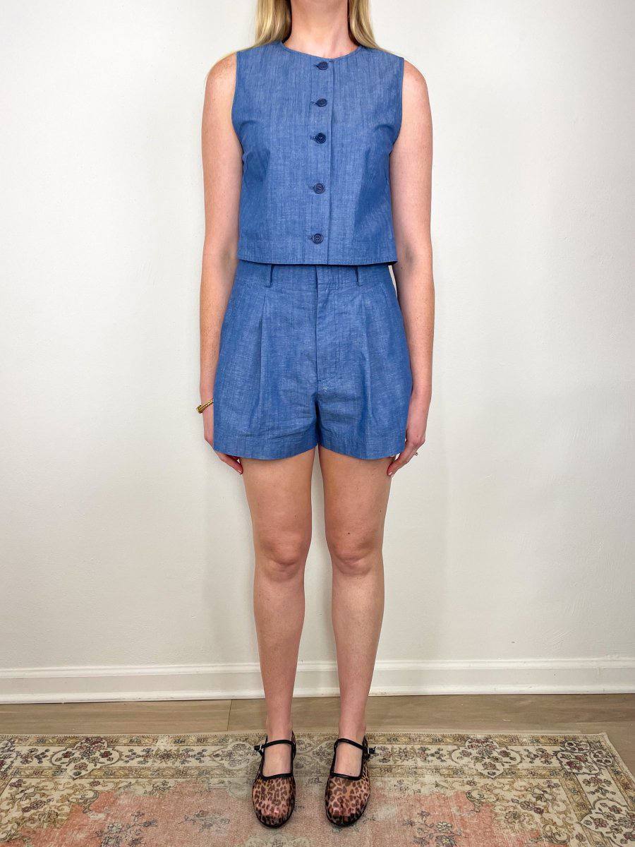 AA Godet Tank | Short Bari Short in Chambray