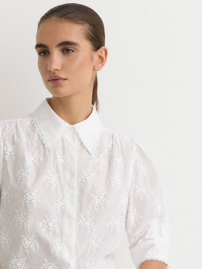 RS Edwina Cotton Floral-Embroidered Shirt