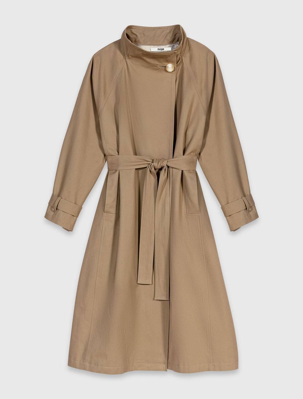 MJ Long Belted Trench-coat With Gold Buttons