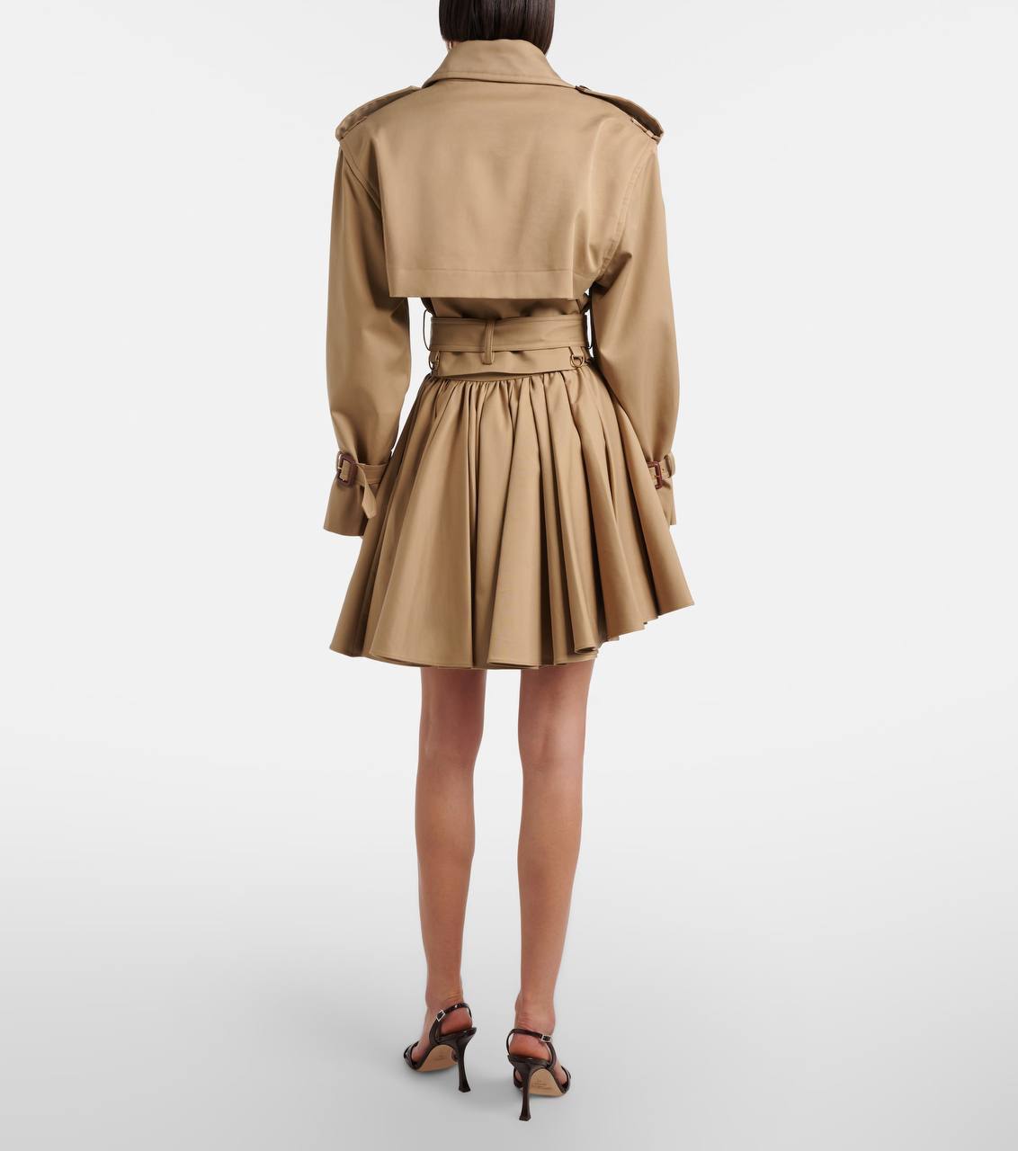 SP Tan Asymmetrical Cotton Mini Skirt