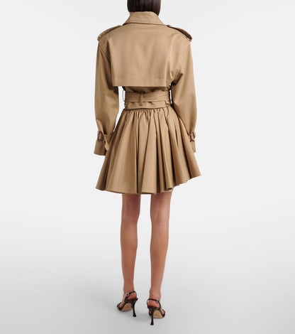 SP Tan Asymmetrical Cotton Mini Skirt