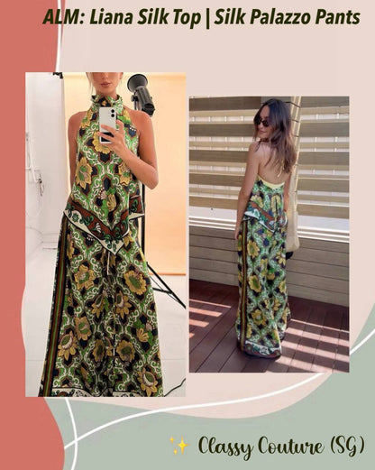 ALM Liana Silk Top Silk Palazzo Pants