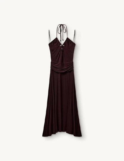 Breanna Bandeau Cut-out Halter Lyocell-wool blend Midi Dress